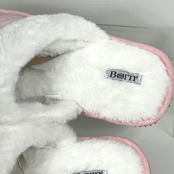 Born Size XL 11 / 12 Pink Quilted Fuzzy Faux Fur Slippers NEW Womens Cozy Scuffs - Picture 3 of 9